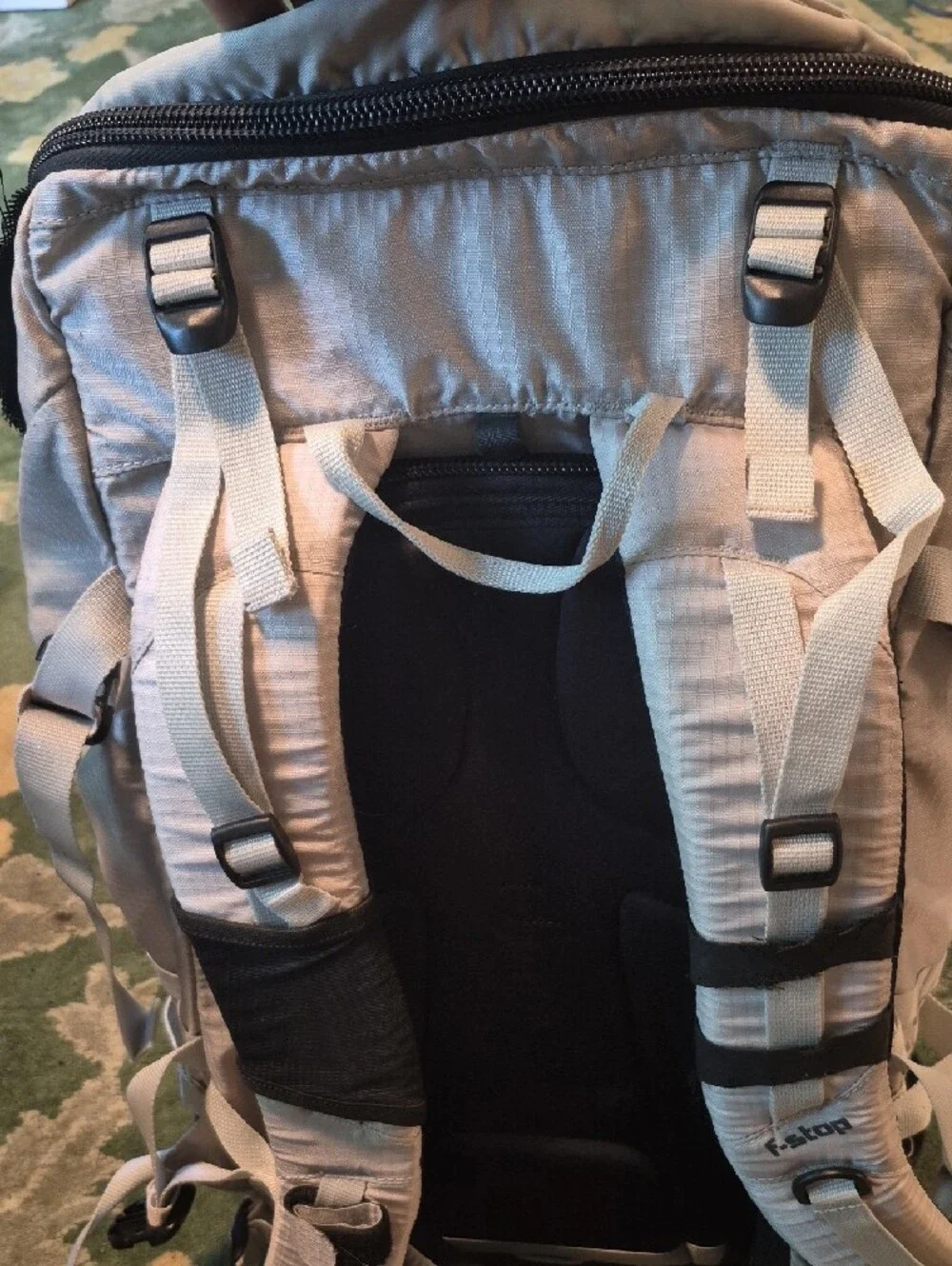 Light Gray and Black Men's Hiking Backpack with Padded Back Panel